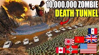 Can Every WW2 ARMY Hold DEATH TUNNEL vs 10,000,000 ZOMBIE ARMY?! - UEBS 2