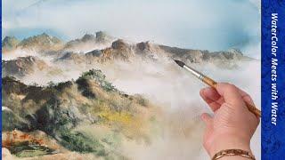 (명산기행1)외계인 그림?/명산에 피어나는 물안개 그리는법Is it an alien painting?/ How to draw water fog in a famous mountain