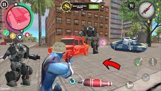 Rope Hero Vice Town (Rope Hero Fight Police Car Robot) Helicopter Destroyed by Laser Gun - HD