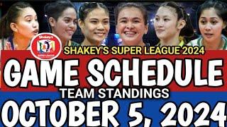 SHAKEY'S SUPER LEAGUE GAME SCHEDULE AND TEAM STANDINGS AS OF OCTOBER 5, 2024! #gameschedule