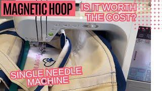 MAGNETIC EMBROIDERY HOOP FOR BROTHER SINGLE NEEDLE EMBROIDERY MACHINE. Hoop a bag with single needle