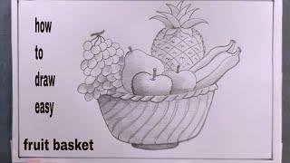 How to Draw a Bowl of Fruit/Draw Fruit Basket Easy