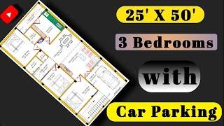 25*50 3bhk house design with Car Parking | 1250 sqft house plan