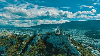 Lycabettus Hill & Acropolis view, Attica Greece | 4K Drone Footage