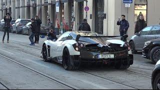 Pagani Huayra BC Driving in Munich - Start Up & Accelerations