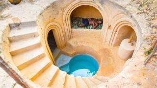 Build The Most Secret Hidden Deep Hole Underground Swimming Pool Bamboo House by Ancient Skills