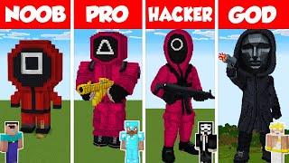 Minecraft NOOB vs PRO vs HACKER vs GOD: SQUID GAME STATUE HOUSE BUILD CHALLENGE / Animation