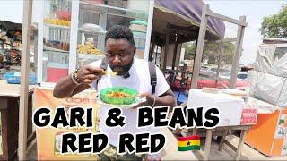 Trying Ghanaian Street Food In Accra Ghana- Gari And Beans