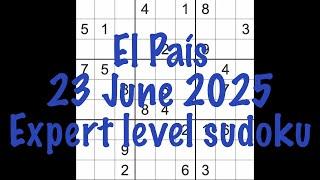 Sudoku solution – El País 23 June 2025 Expert level