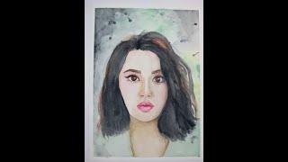 Watercolor and Color Pencil Portrait time-lapse speed painting #shorts