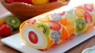 아름다운 과일 젤리 롤케이크 / Beautiful Fruit Jelly Roll cake  / 컵 계량