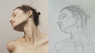 anatomy with hard angle-How to draw a portrait using Loomis method-real time