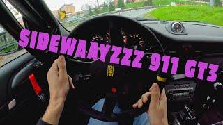 911 997 GT3 full Akrapovic going sideways!! - Slippery when wet