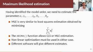 Forecasting Principles & Practice: 9.6 Estimation & order selection