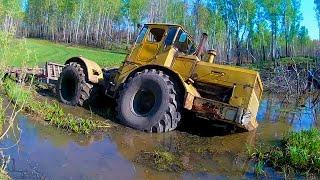 Tractor got Stuck in Mud! Powerful tractors New Holland, John Deere, KIROVETS, Fendt work off-road.