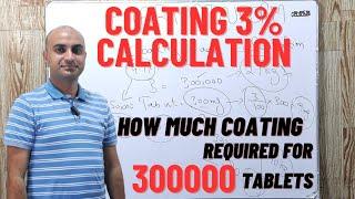 Tablet Coating %age Calculations | How to Calculate Coating Material