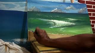 Melukis Pemandangan Laut Simple | Seascape Painting