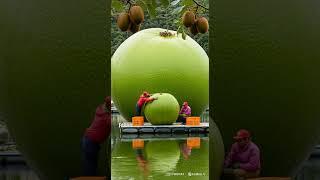 Giant Round Kiwi Growing in Hydroponics on a Floating Farm 