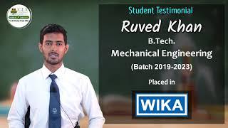 Ruved Khan | B Tech Mechanical Engineering (Batch 2023) | Placed in WIKA Group