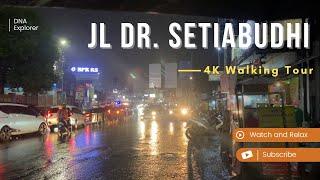 4K Walking Tour Jl Dr. Setiabudhi to Gegerkalong Hilir Bandung pada Malam Hari Hujan