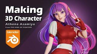 Making KOF 3D Characters Process in Blender -Athena Asamiya _Sculpting & Retopology