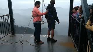 Cliff swing at the Ordovician park in china (Dan's world bicycle tour)