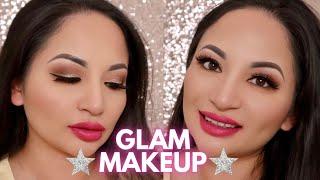 SOFT GLAM MAKEUP TUTORIAL | Gold Glitter Eyeliner & Hot Pink Lips | Kirsty Lo