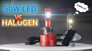 50W LED vs HALOGEN - Endurance & light output test - Bevinsee H7 VC Cooling