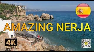 NERJA'S COASTAL BEACH WALKING TOUR: 4K VIEWS OF THE COSTA DEL SOL IN SPAIN - ESPANA