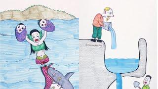 mermaid  save the baby #drawing#animation#story#xiaolindrawing#cartoon#art#handmade#mermaid#artist