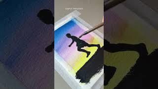 Boy chasing light/watercolor painting#painting #shorts  #acrylicpainting