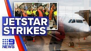 Flights cancelled as Jetstar workers strike | Nine News Australia