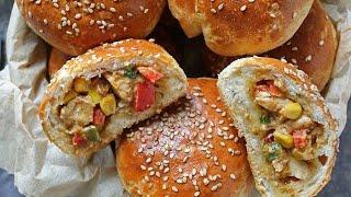 Chicken&Cheese Filled Buns For Eftar/Easy And delicious نان شکم پر از گوشت مرغ و پنیر/آسان و خوشمزه