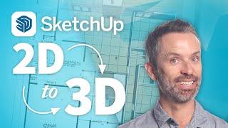 SketchUp Tutorial – How To Turn 2D Floor Plans into 3D Models (in 5 EASY steps)