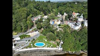 Portmeirion Wales, birds eye view and walk around.