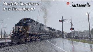 Trains in a Summer Florida Storm  - Railfanning in the Rain! NS Simpson Yard, Jacksonville, FL