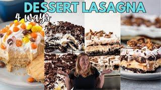 DESSERT LASAGNA RECIPES - CHOCOLATE LASAGNA, OREO, PEANUT BUTTER, CHOCOLATE PEANUT BUTTER LASAGNA