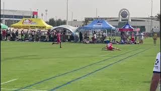 Dubai Tigers v Exiles 2023 - Bryn Rees Hawkins tackle