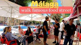 Malaga, Spain - famous food street Tomas Echeverria. 4K Walk tour