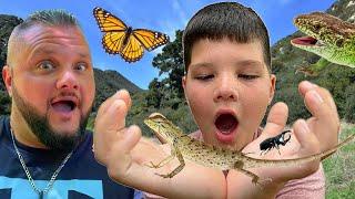 BUG HUNT With Caleb & Dad! First Time HIKING in California, Finding Baby LIZARDS Park Adventure!