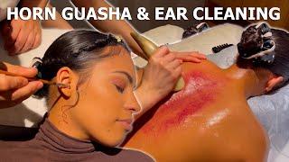 ASMR: Relaxing CHINESE HORN GUASHA MASSAGE and EAR CLEANING!