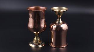 Proudlyindia.com Handmade Copper Royal Glass, With Brass Handle Wine Glass Set of 2