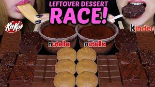 ASMR LEFTOVER DESSERT RACE! NUTELLA MOUSSE CAKES, CARAMEL MOCHI ICE CREAM, DARK DOVE ICE CREAM 먹방