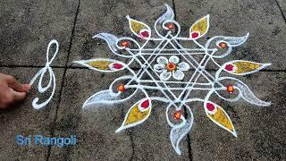 Karthikamasam special rangoli | 5x3 Dots karthika purnima rangoli | Friday rangoli with borders