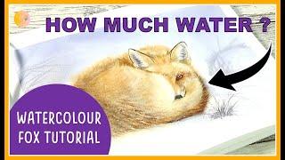 Watercolour Fox tutorial STEP By STEP for BEGINNERS | Water control, timing and FUR techniques!