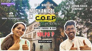 COEP Placement |Tata Technologies Pratik |Highest Package 19LPA?| Is Mechanical in COEP Worth it ?|