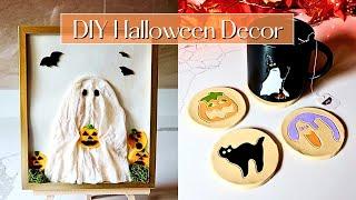 Halloween Air Dry Clay Coasters & Ghost Wall Art | Halloween Decor DIY