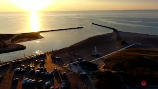 Sun Setting On New Buffalo Last Sunset Of The Summer 4K Drone Footage