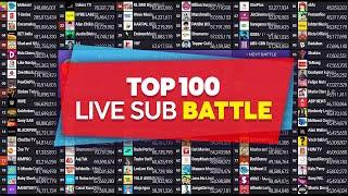 Top 100 Live Sub Battle | MrBeast, UR·Cristiano & More