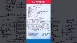 How to write a CV |Curriculum vitae | #shorts #youtubeshorts #cvwriting